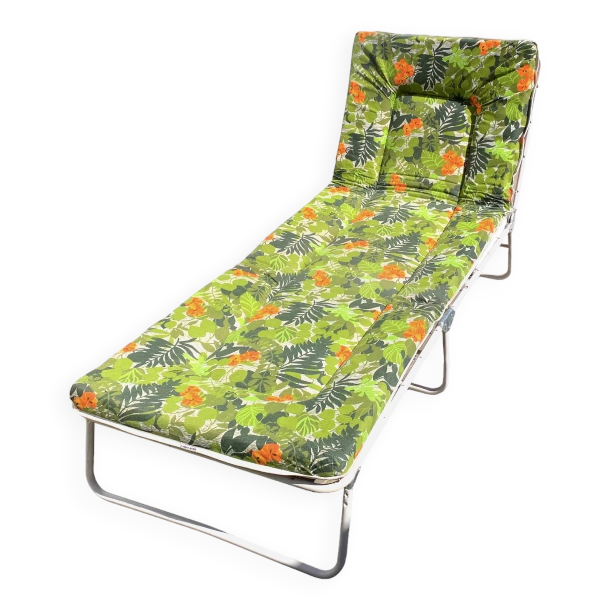 Bain de soleil vintage - transat au décor floral