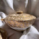 Pink and golden teapot and sugar bowl Limoges Charles Ahrenfeld