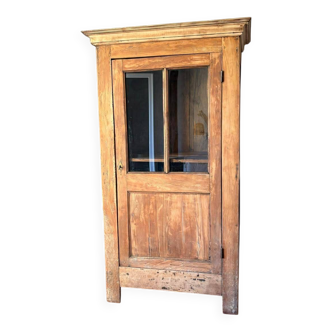 Antique bonnetière, stripped solid wood — honey patina — Provençal farmhouse style.