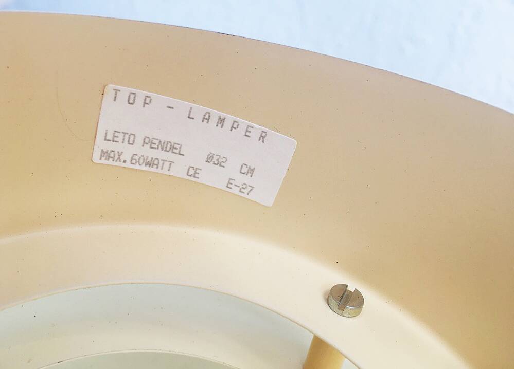 Danish pendant light in beige metal and chrome metal, 1970