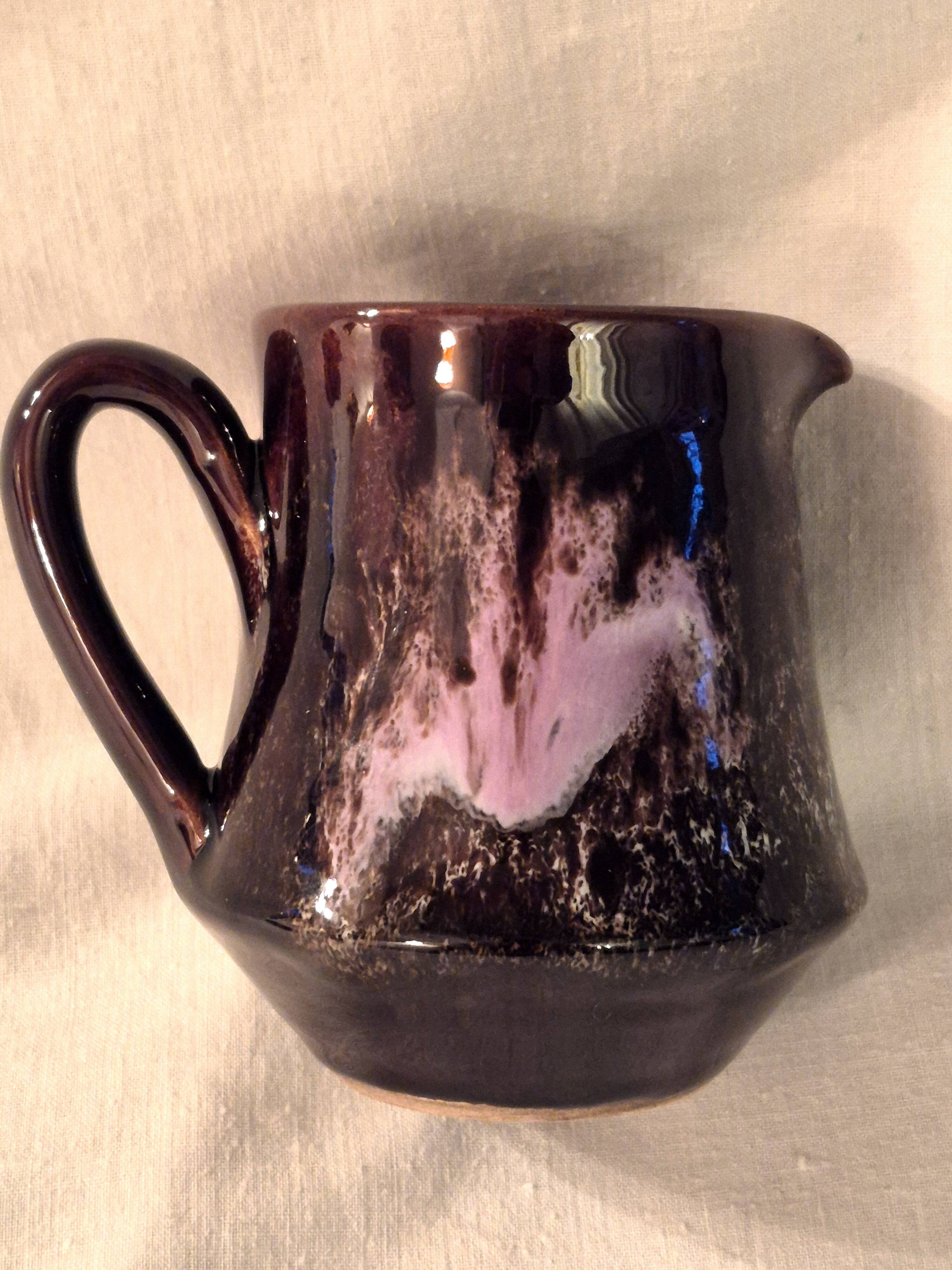 Vallauris milk jug, glazed ceramic, brown old rose A152-2