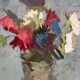 Original Swedish Oil on Panel – “Flowers in Green Vase” – Signed – Vintage