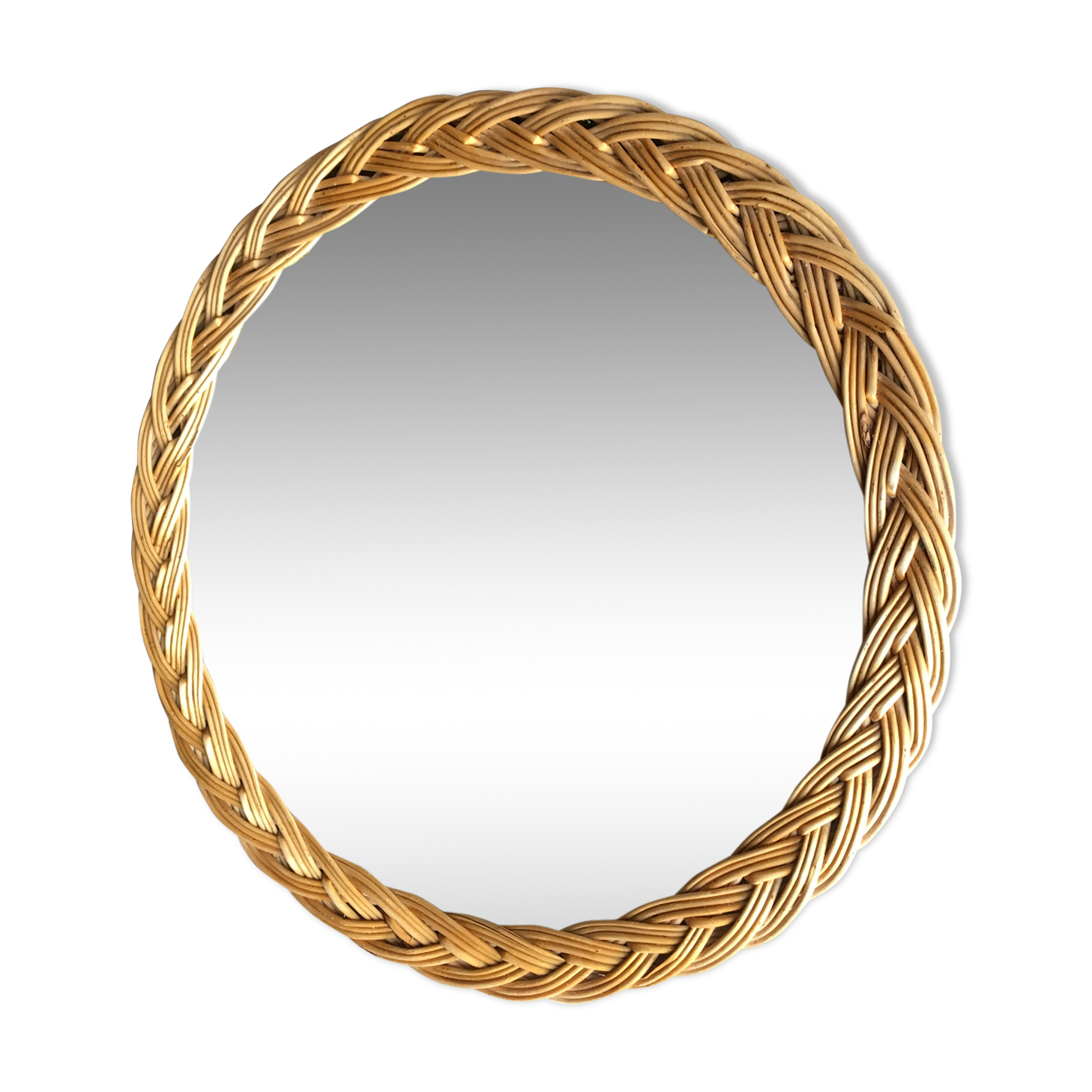 Vintage braided rattan 35 cm mirror