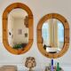 Oval mirror in solid pine vintage 70