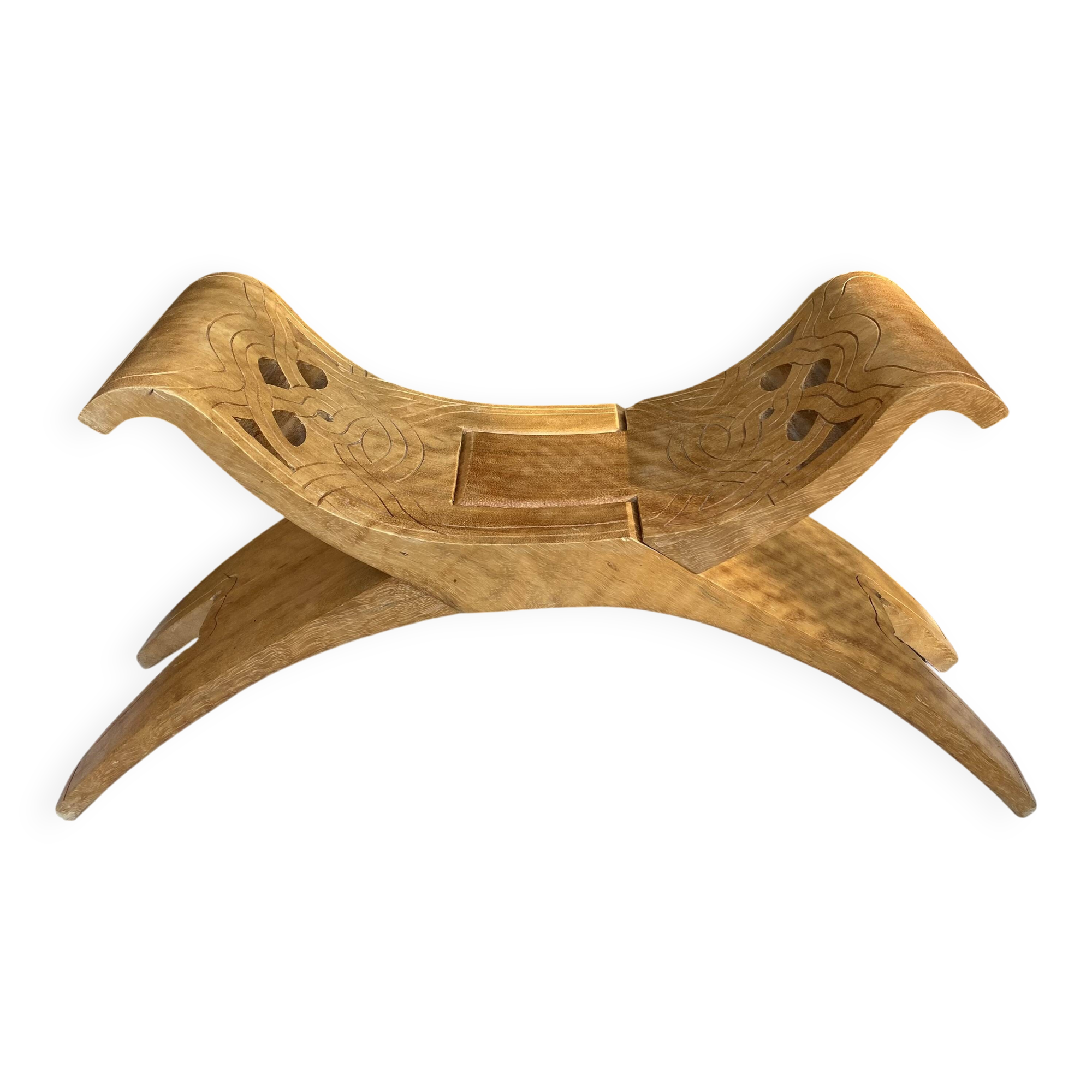Carved folding stool, Saramaca craftsmanship (Guyana)