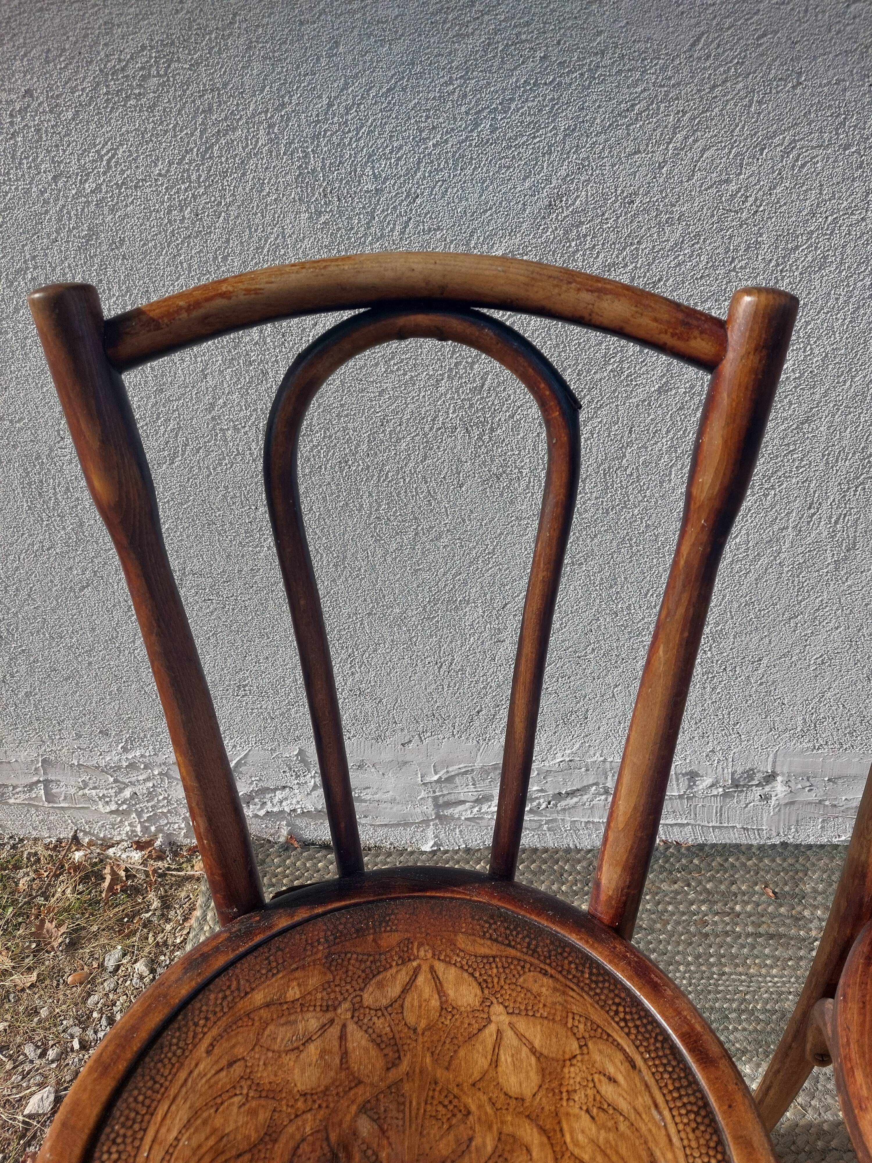 Set of 5 Buchon bistro chairs in curved wood
