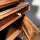 Antique bedside table in solid wood, turned base
