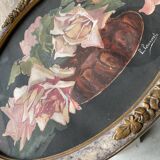 Painting roses oval frame