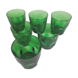 Lot of 6 vintage glasses (4-2) emerald green