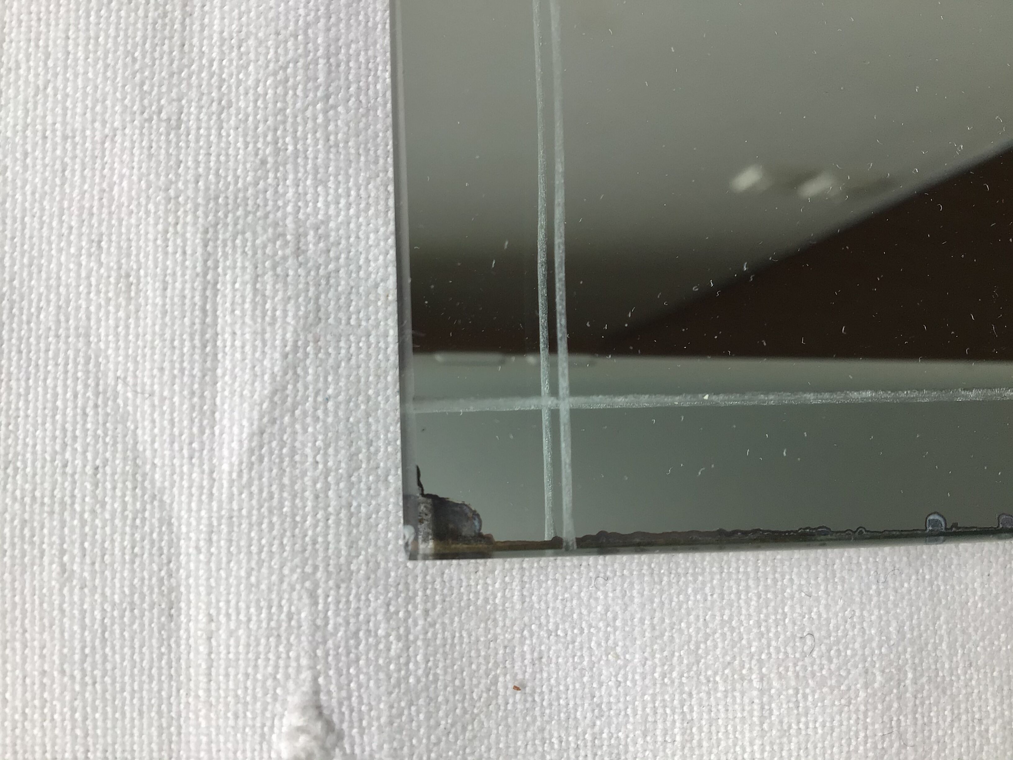 Thick engraved bevelled mirror 39cm X 30cm