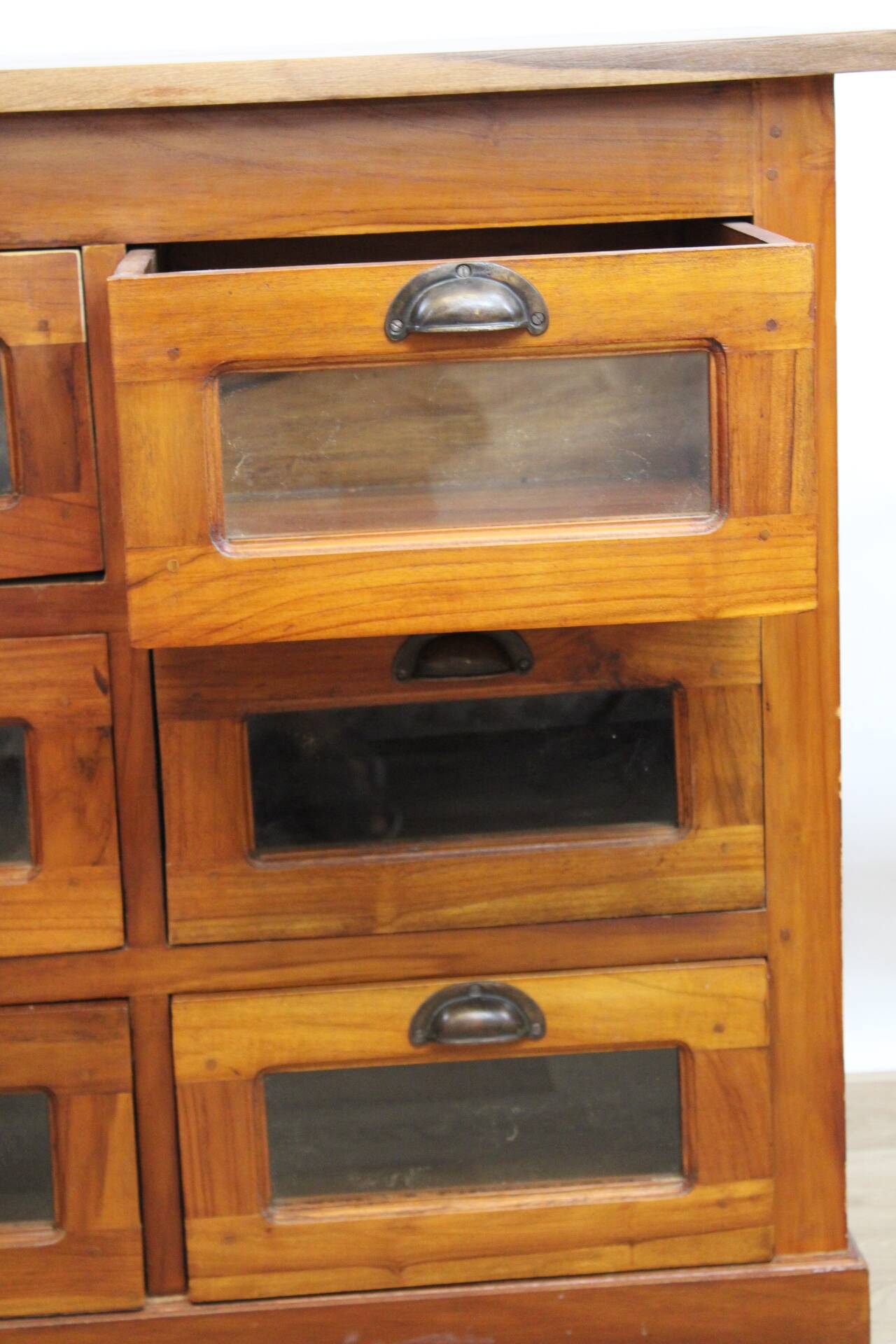 9-drawer chestnut seed cabinet, France 1960