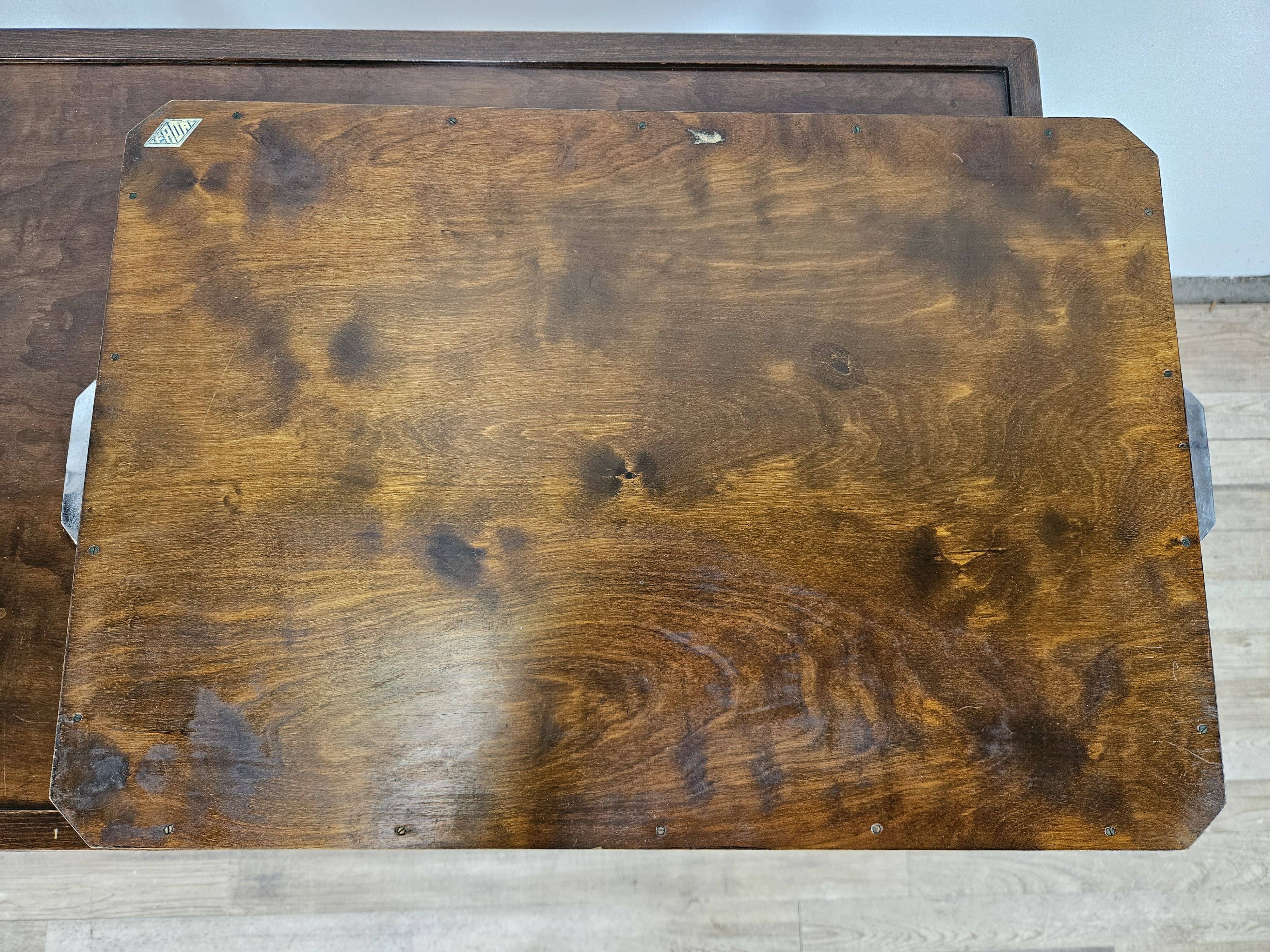 1930s art decò tray by fada in wood and metal