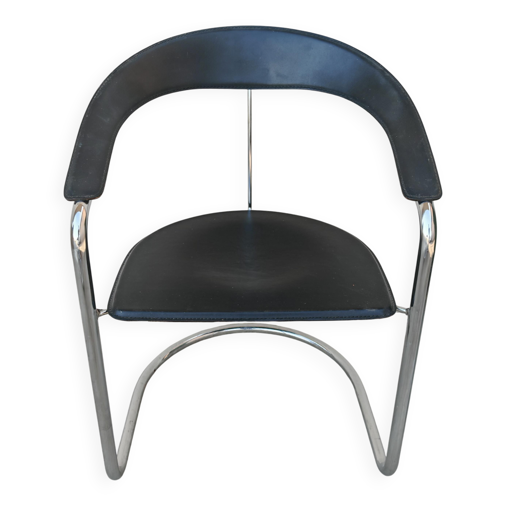 Set of 4 postmodern Canasta leather armchairs by Arrben from the 1970s.