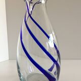 Thick glass vase modernist design cobalt edging murano style