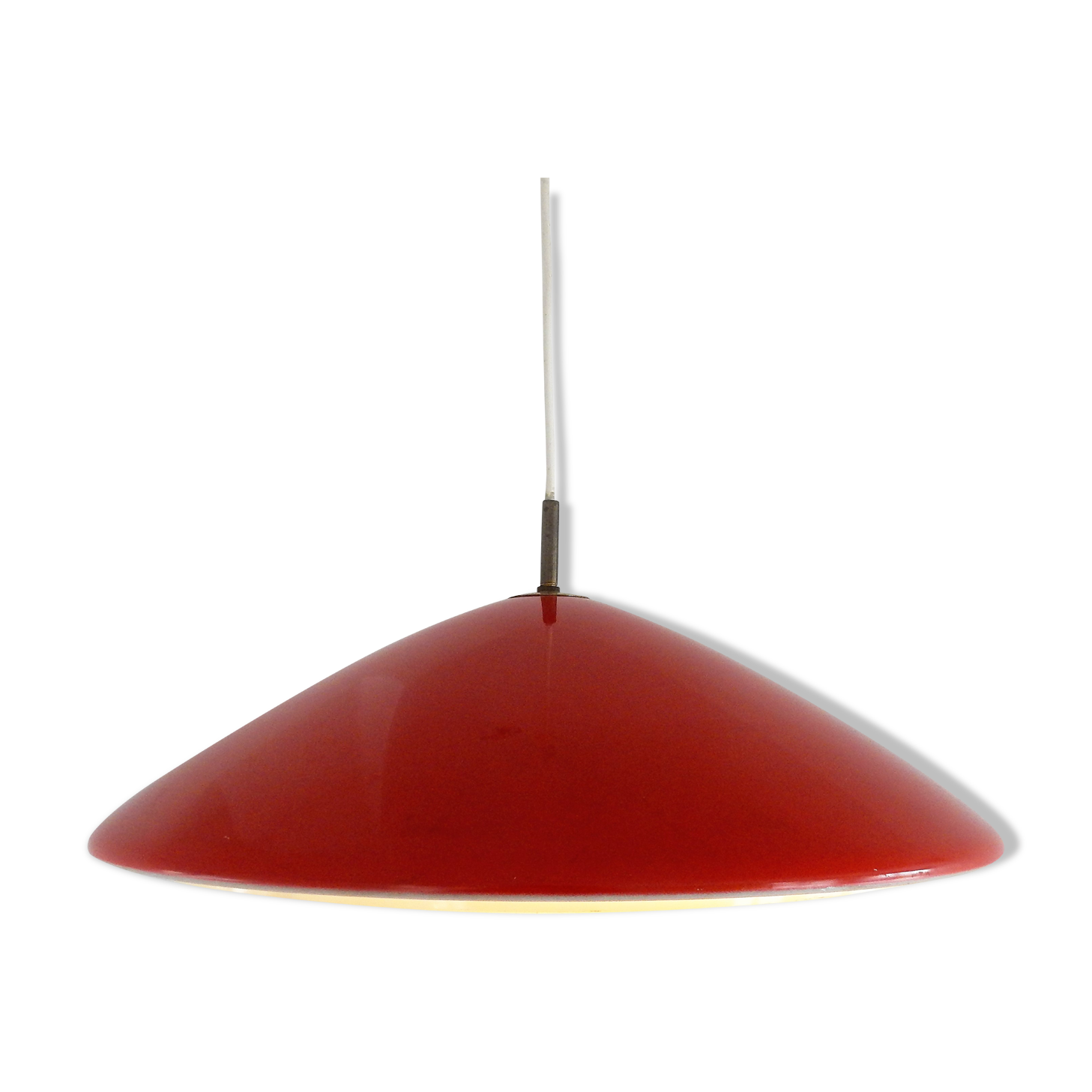 Danish red metal pendant lamp by Preben Fabricius & Jørgen Kastholm for Nordisk Solar, 1960s
