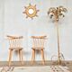 Pair of Scandinavian chair fabric light wood flower feet compasses