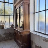 Old XL Napoleonic oak glass bookcase, 19th century