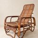 Mid-century adjustable rattan lounge chair with retractable footrest, Japan