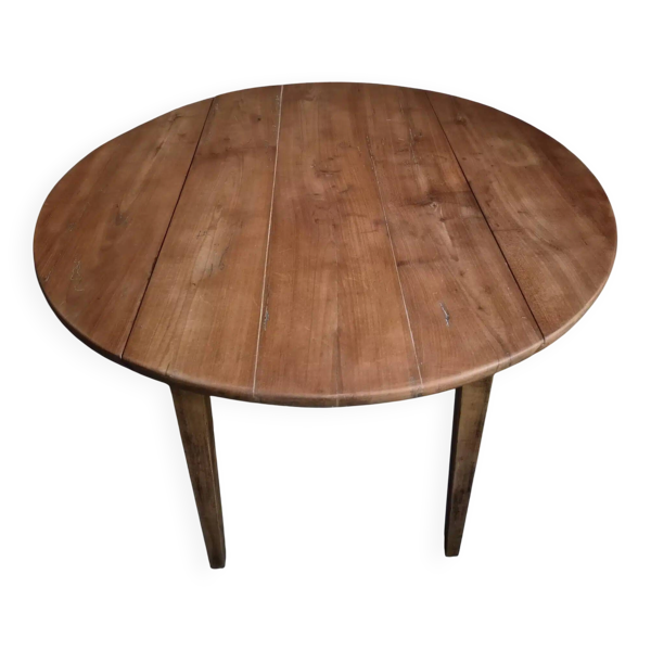 Table à manger rustique française ancienne, table à abattant en merisier, vers 1900