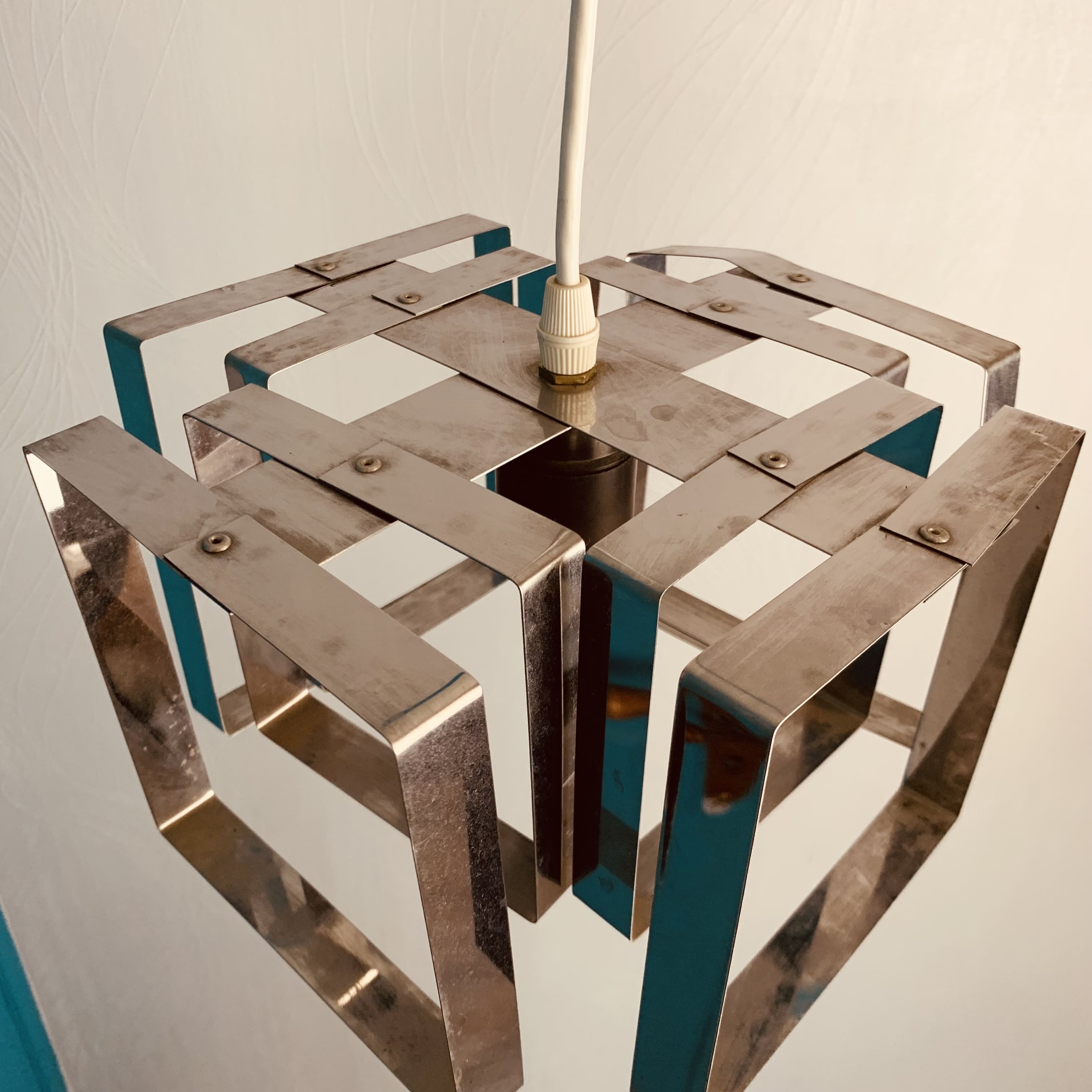 Chandelier chrome geometric shape