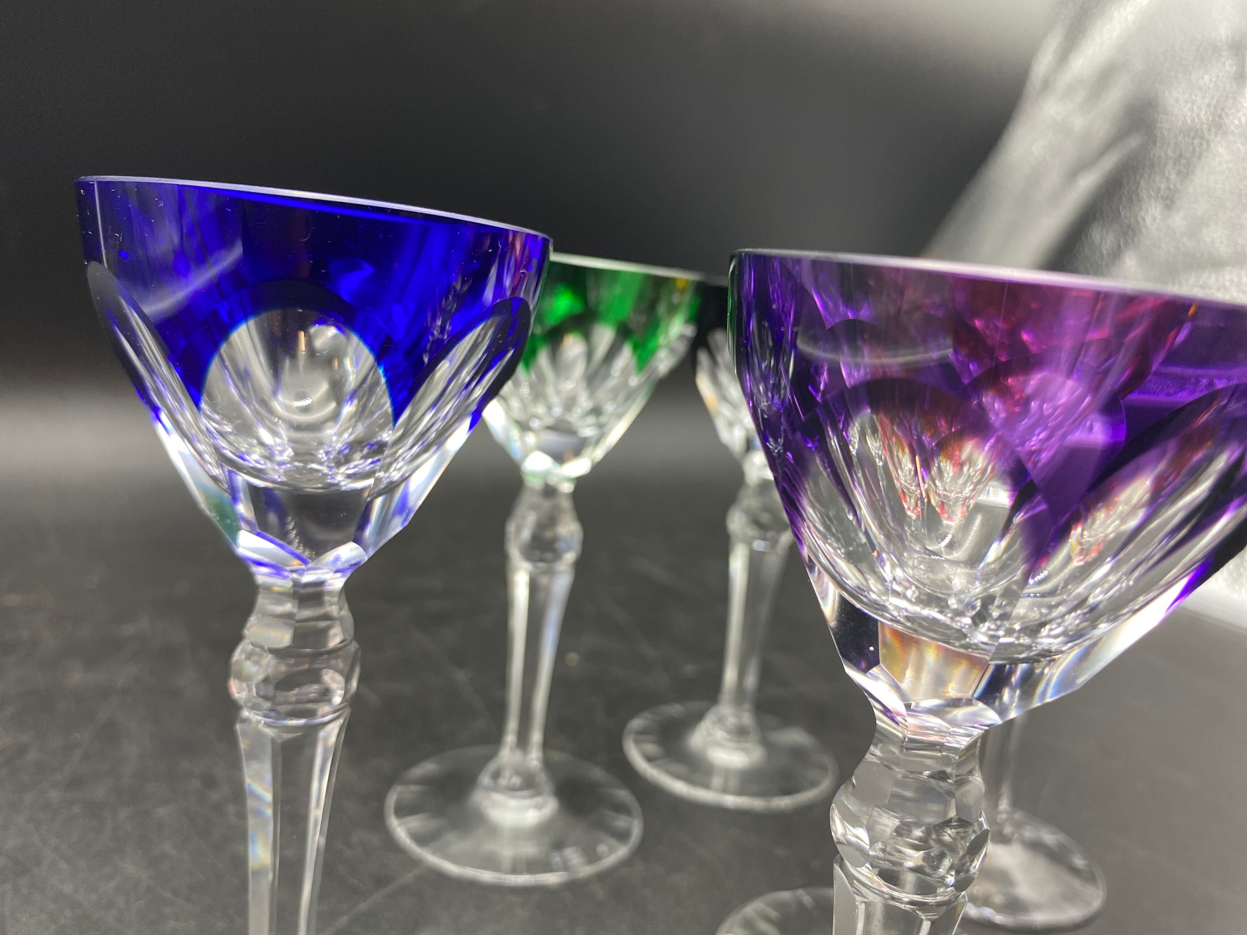 6 colored crystal port glass