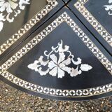Table basse décor asiatique incrustation de nacres ancienne vintage