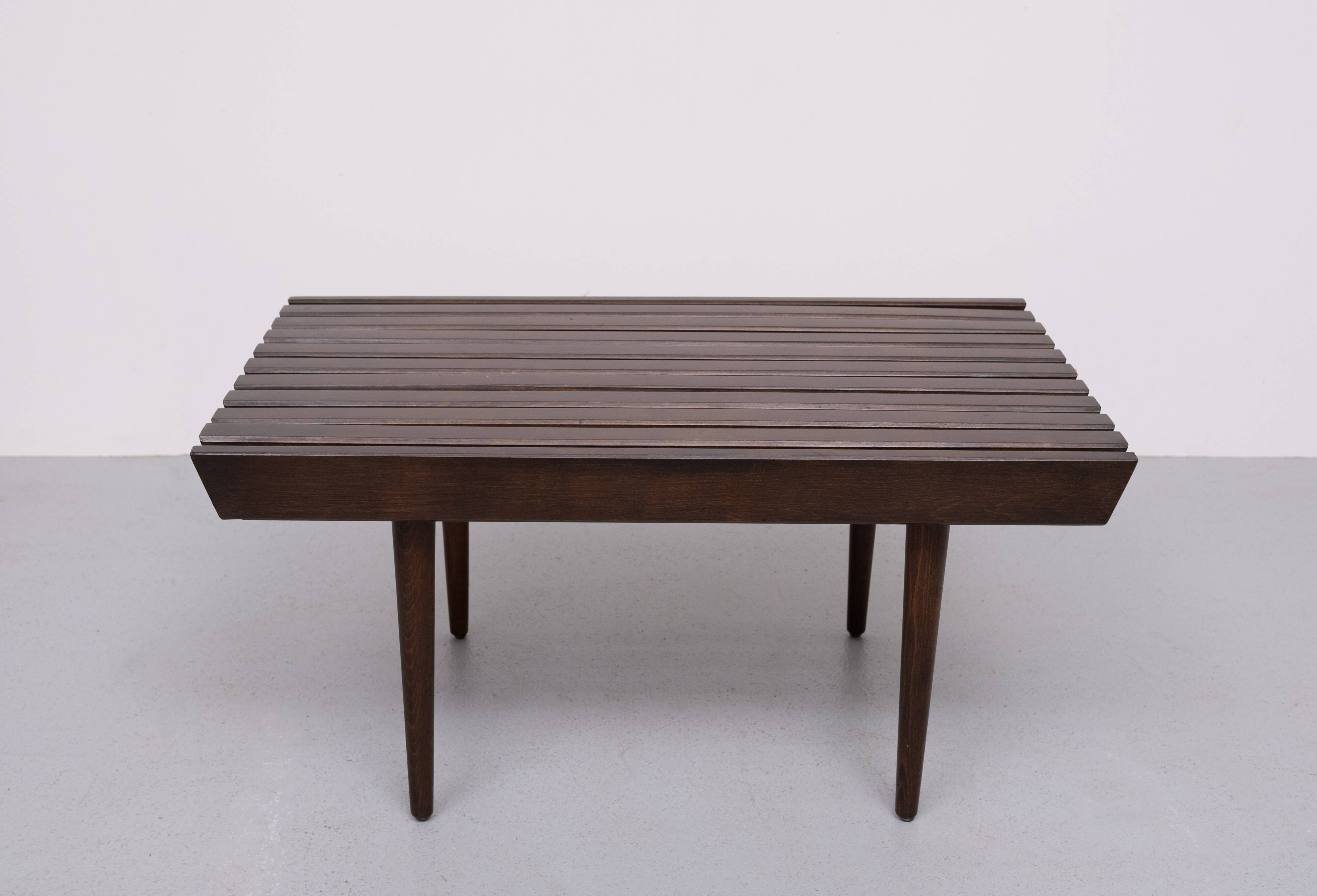 1960's Mid-Century Modern Danish Style Wood Slat Coffee Table or bench