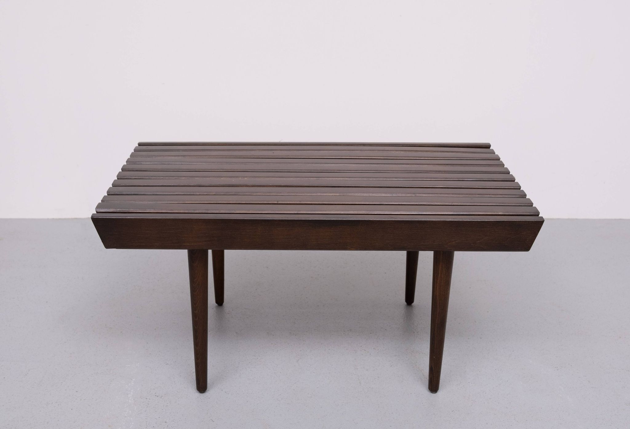 1960's Mid-Century Modern Danish Style Wood Slat Coffee Table or bench