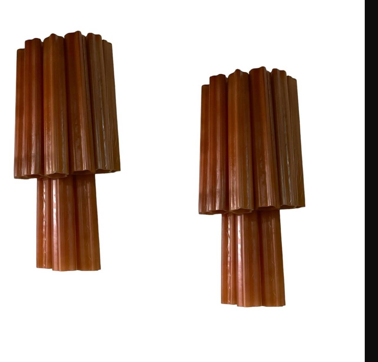 Grandes Appliques en Verre Couleur Terre Cuite Lot de 2