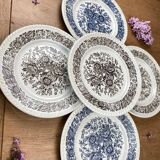 Set of 5 art deco plates 1960 old earthenware