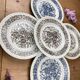 Set of 5 art deco plates 1960 old earthenware