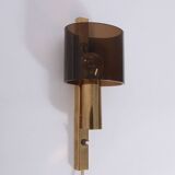 Danish Gilt Brass & Smoked Acrylic Glass Sconce from Hassel & Teudt, 1960s