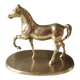 Large vintage horse in exercise figurine on oval base, in polished brass 26 x 19 cm