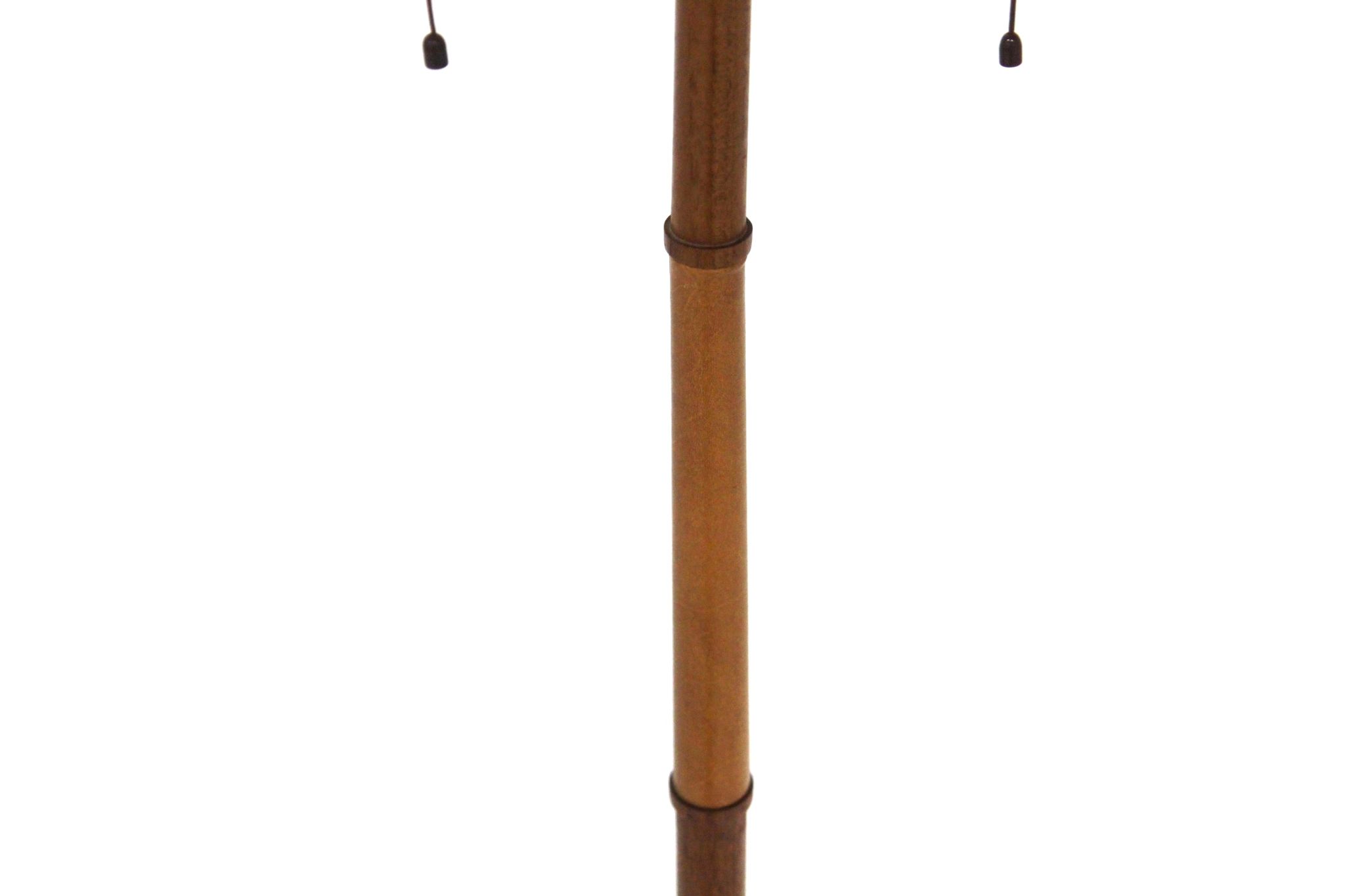 Lampadaire scandinave en teck et en cuir Suède 1960