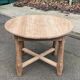 Renovated round extendable farmhouse dining table in solid oak 110-155cm.