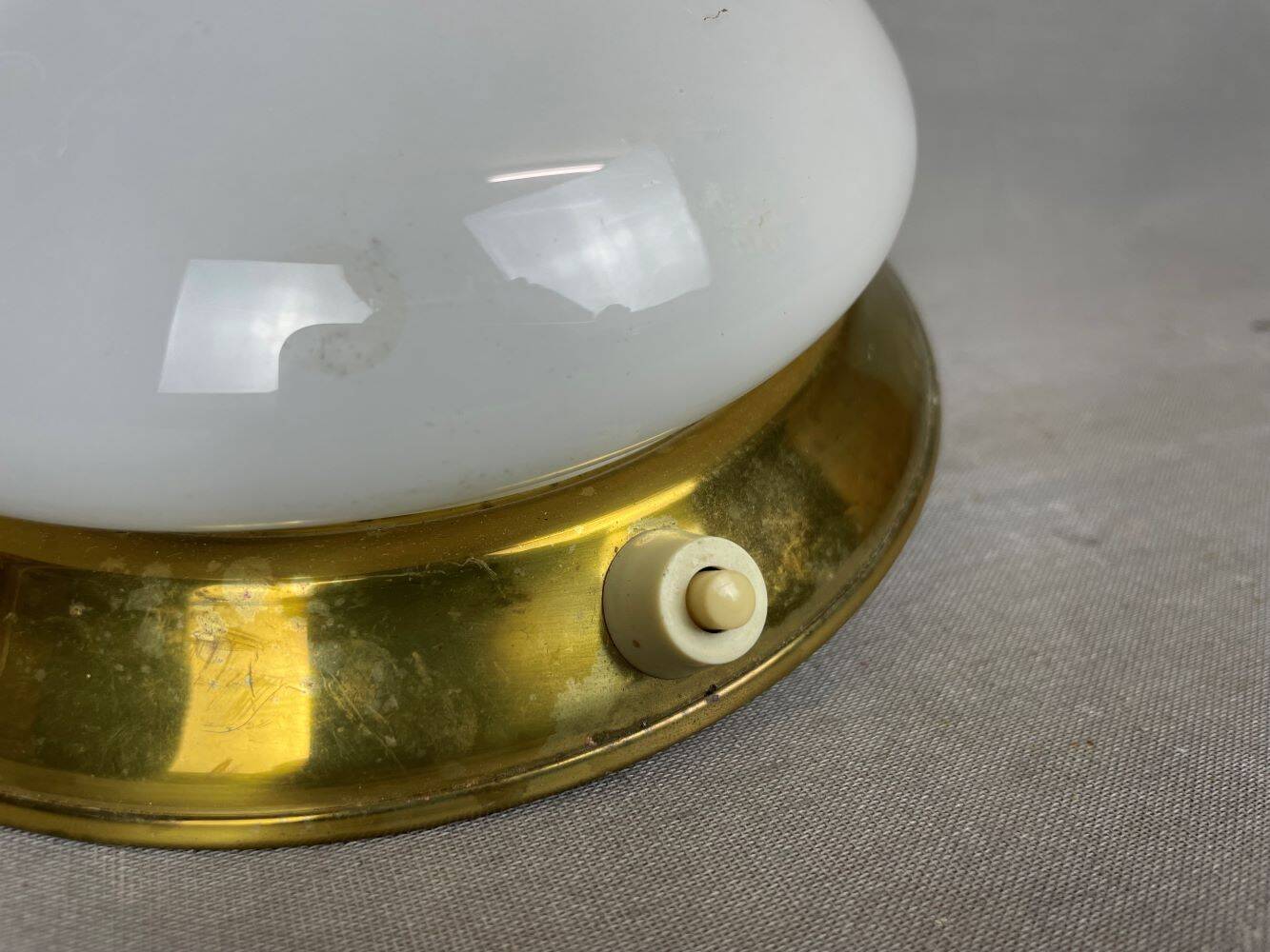 Small white opaline glass flush mount wall lamp