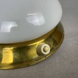 Small white opaline glass flush mount wall lamp