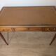 Antique Louis XVI style vintage desk, leather, brass, cherry wood