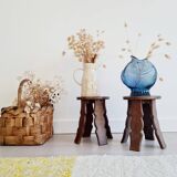Pair of wooden stools - brutalist bedside tables