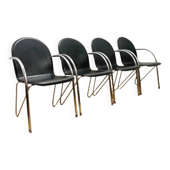 Set of 4 Retro Chairs with Armrests, 1980s, Czechoslovakia