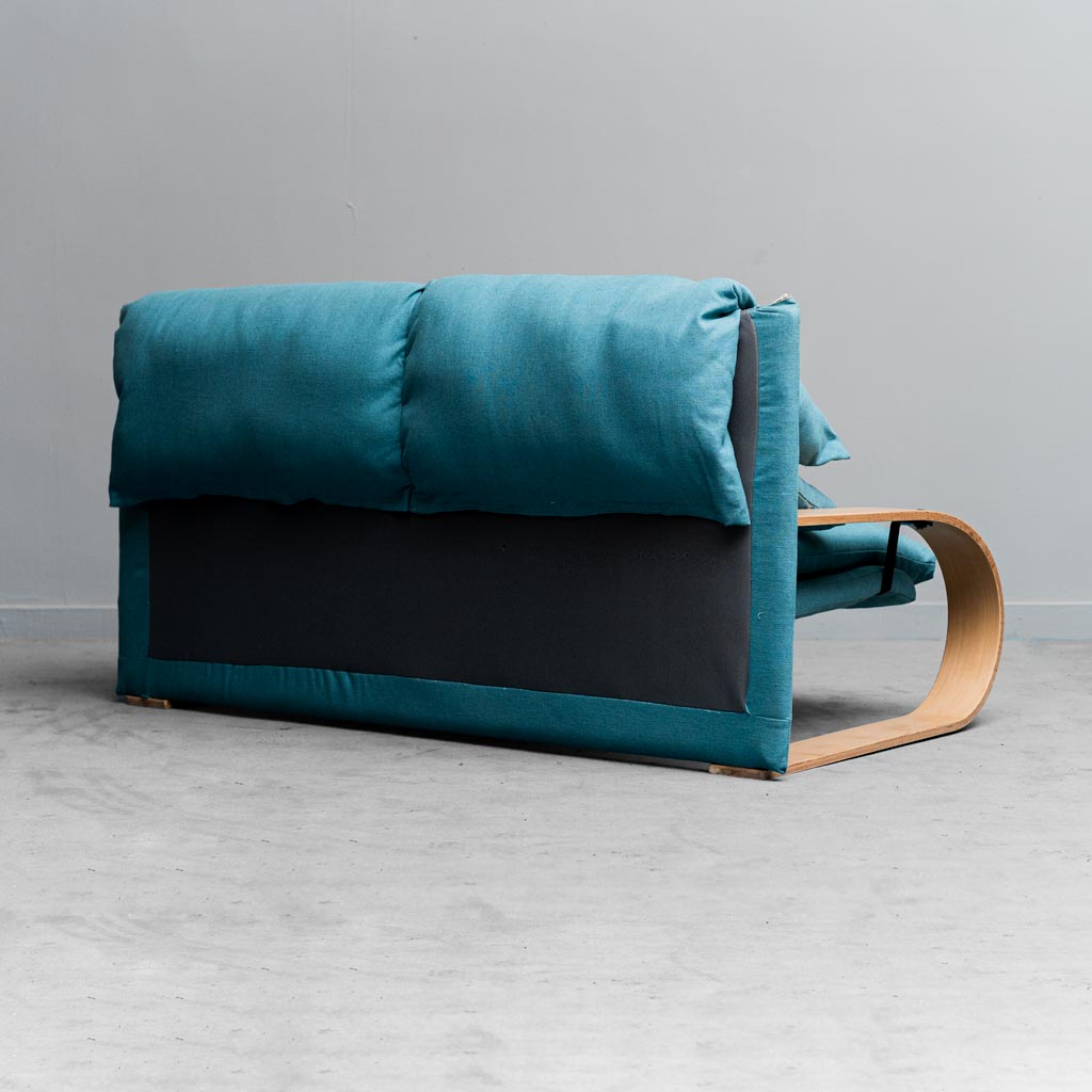 2 seater sofa in blue fabric 1970