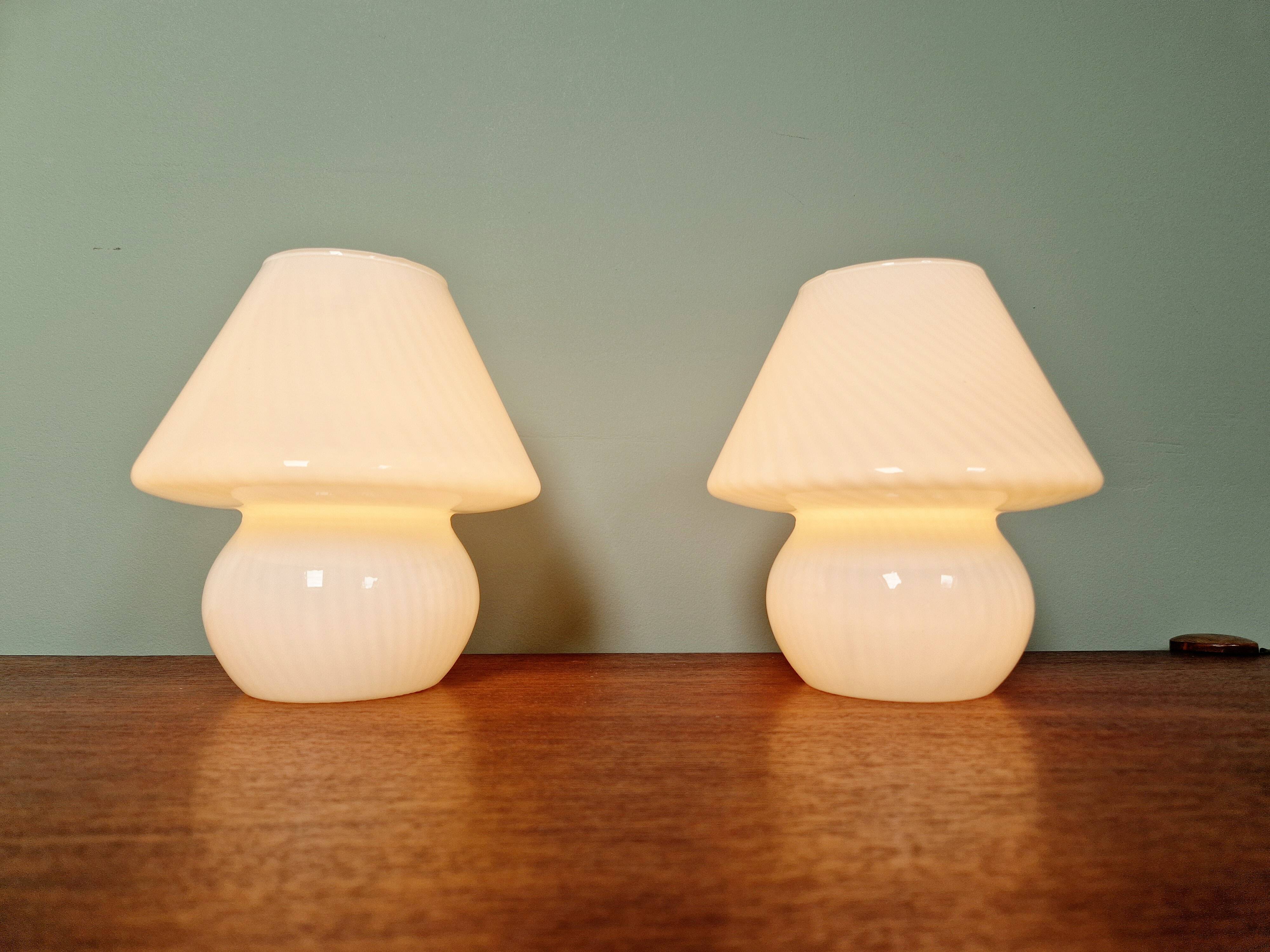 Pair of Murano glass mushroom lamps, 1970s-80s