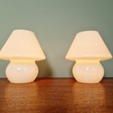 Paire de lampes champignon en verre de Murano, années 1970-80