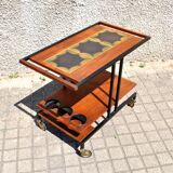 DESIGN BAR table on wheels Serving trolley ceramic metal and wood 1960-1970