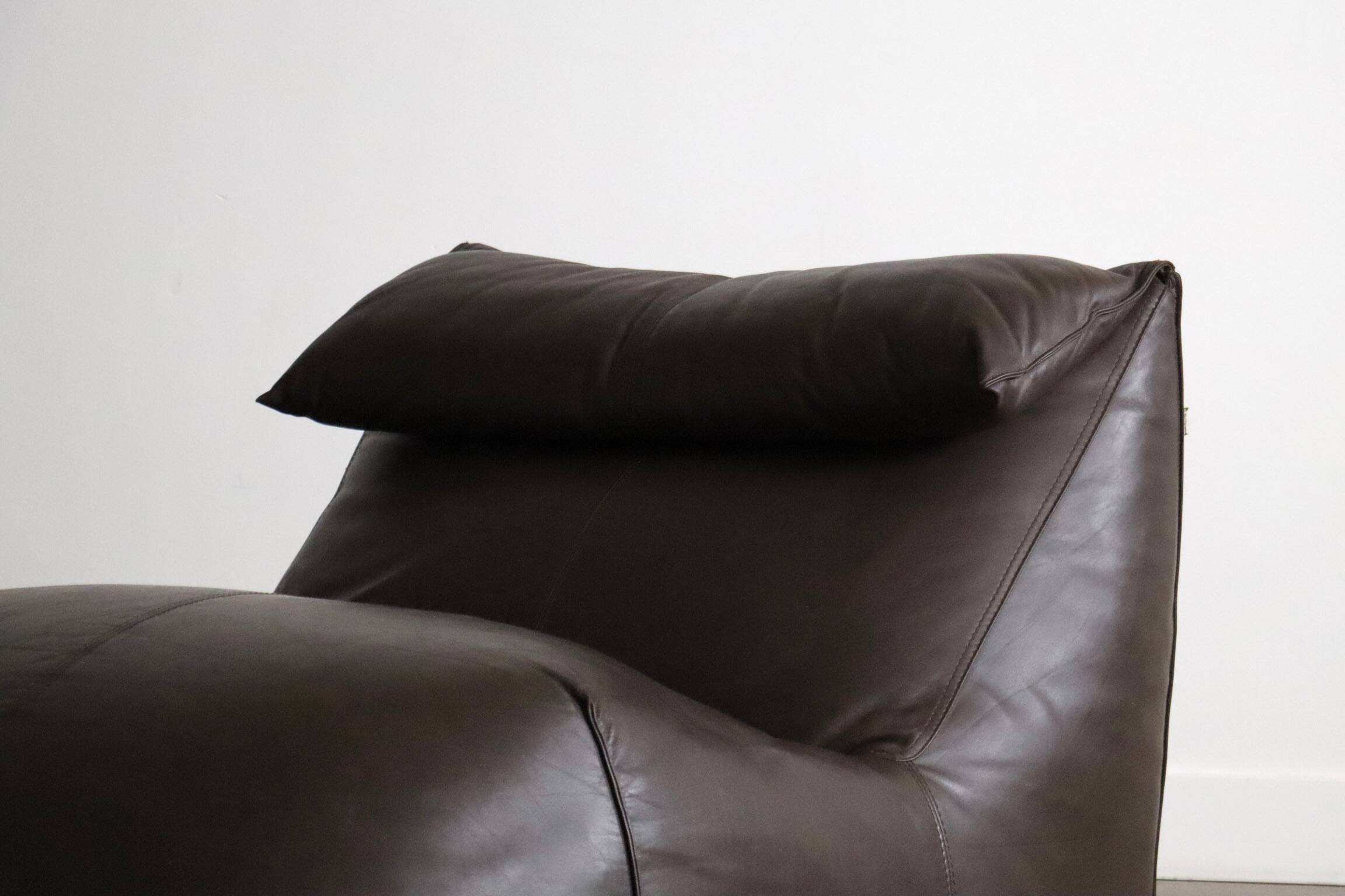 Chaise longue Le bambole en cuir marron par Mario Bellini pour B&B Italia,