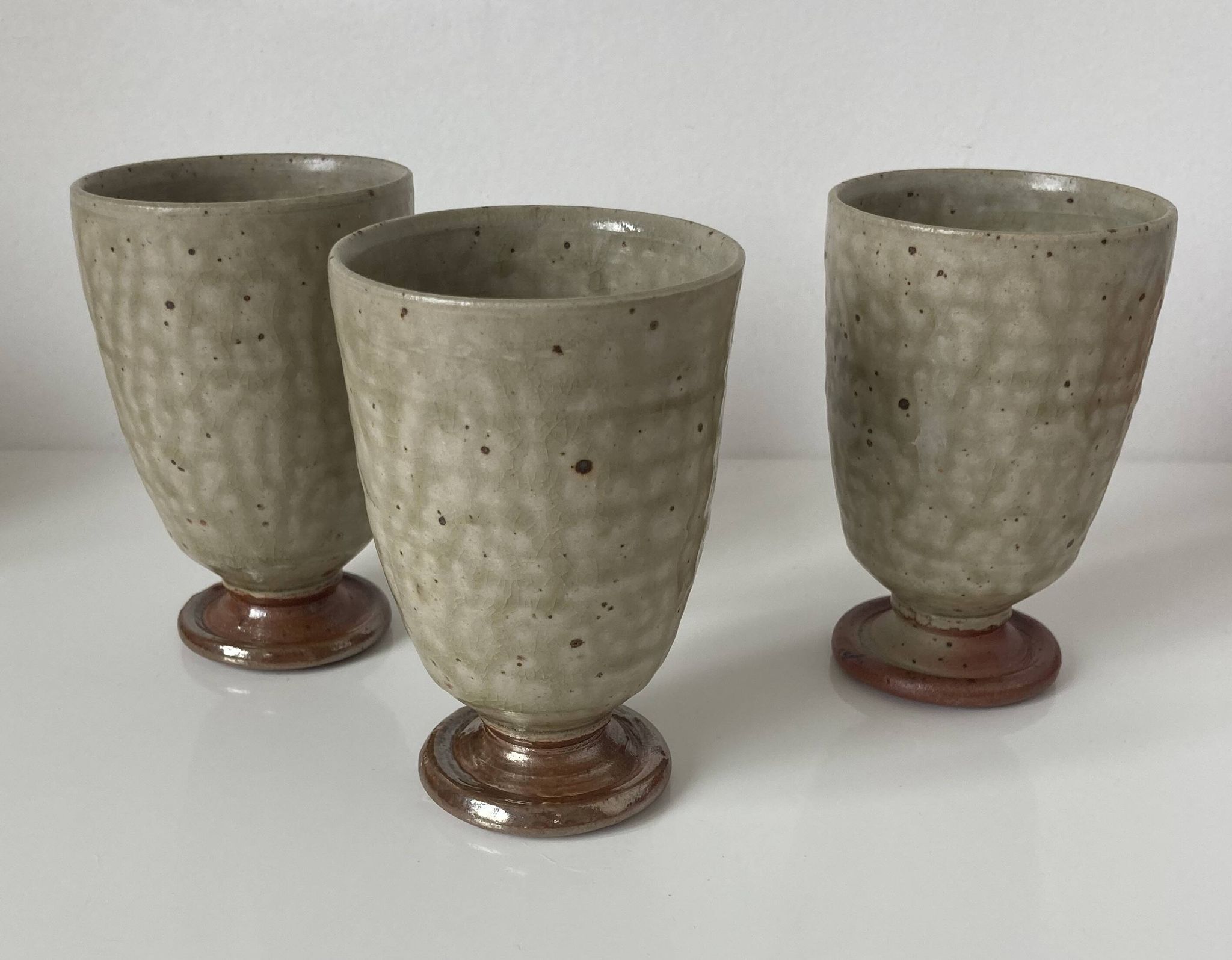 Trio of glazed stoneware vases from La Borne by Christine Pedley