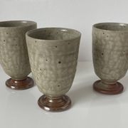 Trio of glazed stoneware vases from La Borne by Christine Pedley