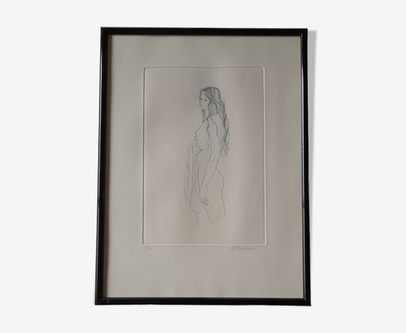 Lithographie nu féminin V.Manzano