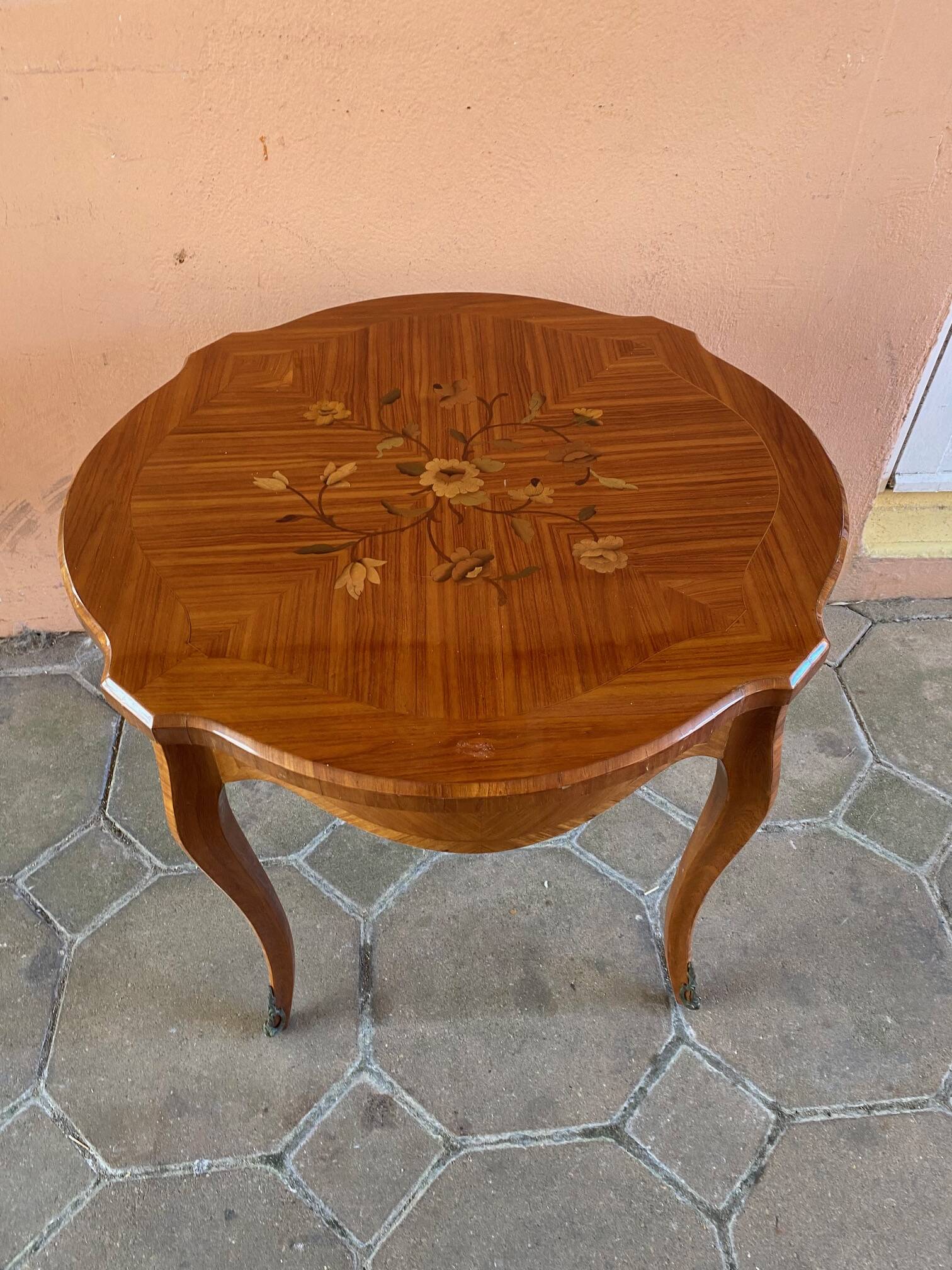 Louis xv style coffee table rosewood marquetry stamped skalski