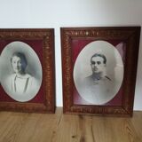 Set of 2 old frames with glass